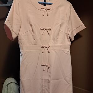 SHEIN Light Pink Mini Dress with Bow Details